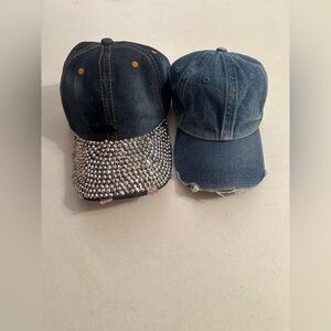 Distressed Baseball Caps Denim